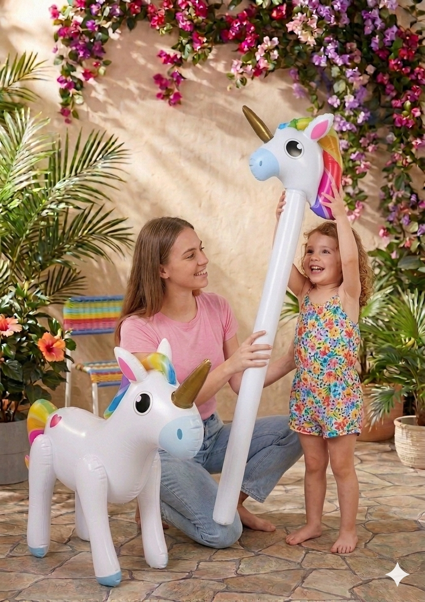 labreeze Inflatable Unicorn Set – Unicorn Stick (110cm) and Inflatable Unicorn (53 x 35cm) for Parties, Kids Events and Fancy Dress