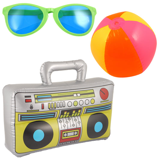 Green Giant Novelty Sunglasses Inflatable Boom Box Beach Ball Hawaiian Beach Summer Pool Party Set