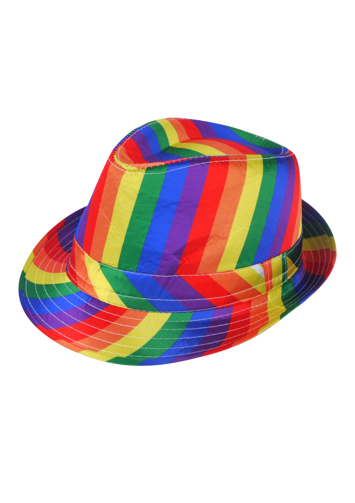 Rainbow velvet Pride trilby hat for adults