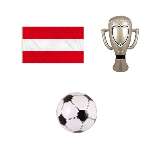 Austria football fan set with flag inflatable trophy and football