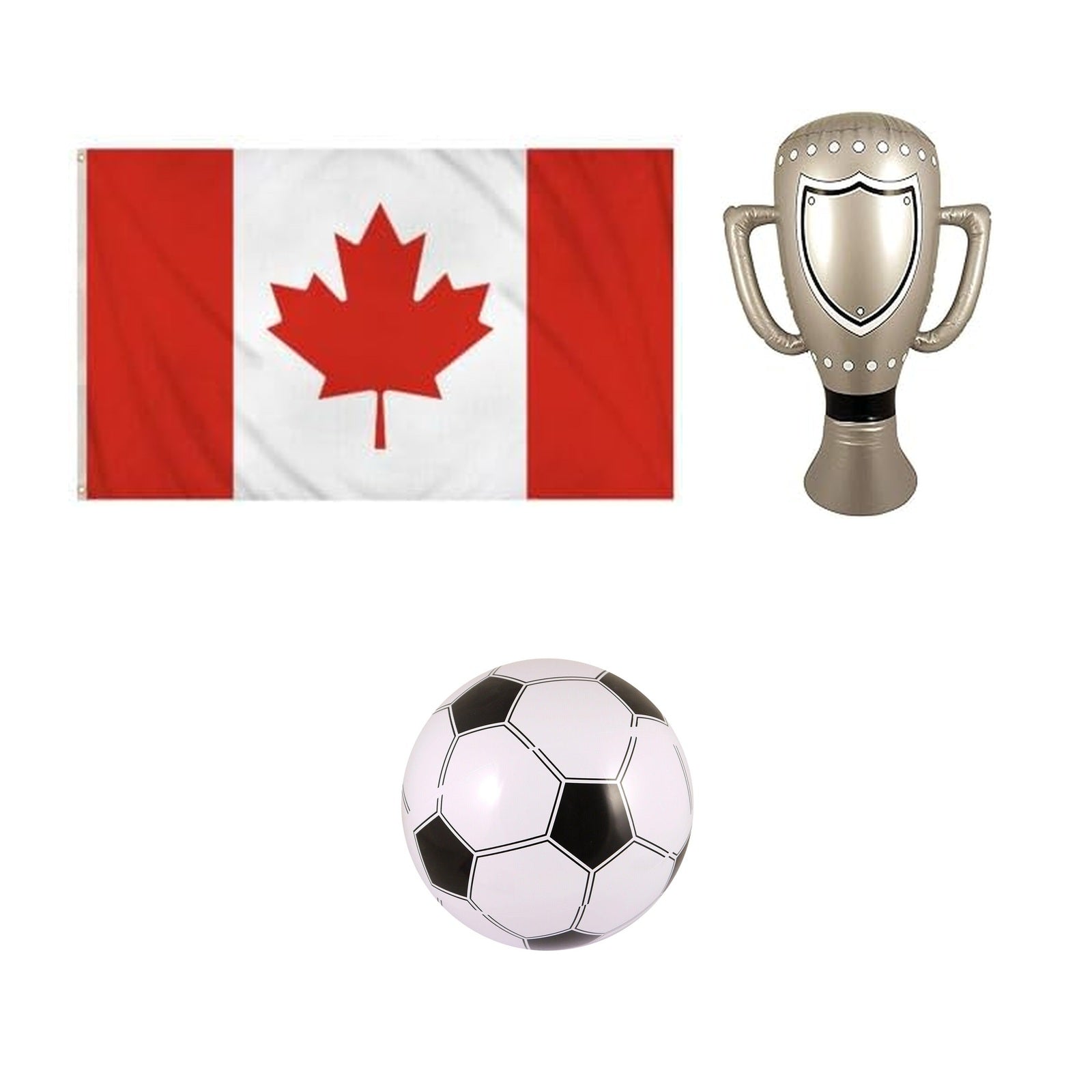 Canada football fan set with flag inflatable trophy and football