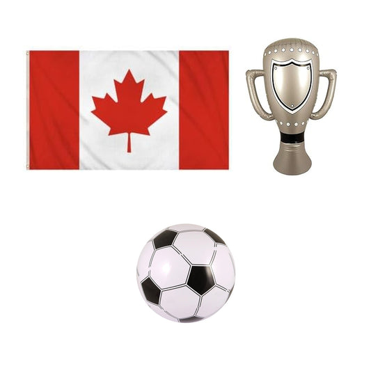 Canada football fan set with flag inflatable trophy and football