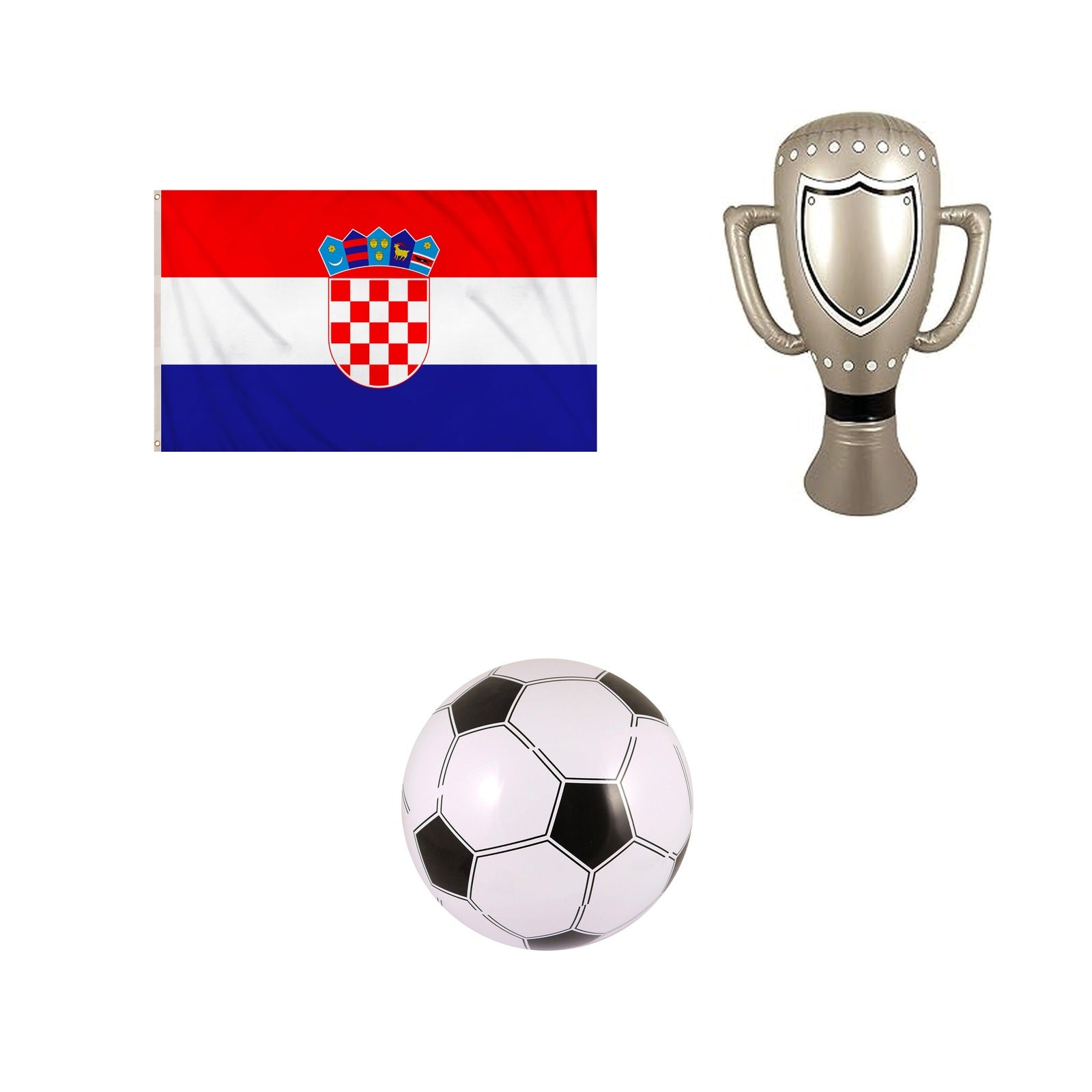Croatia football fan set with flag inflatable trophy and football