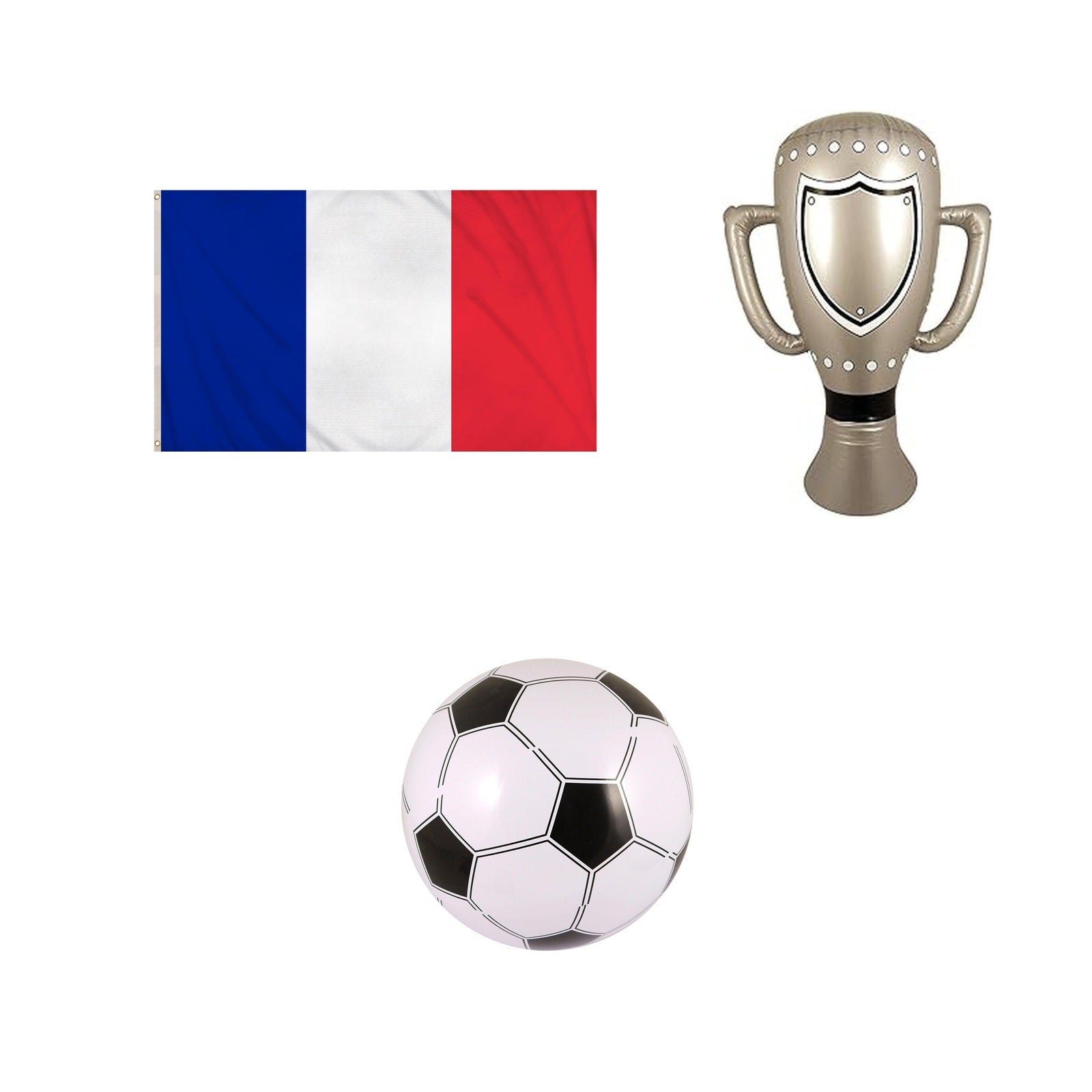 France football fan set with flag inflatable trophy and football