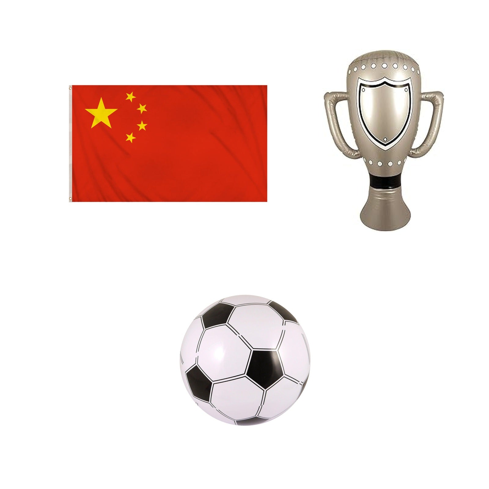China football fan set with flag inflatable trophy and football