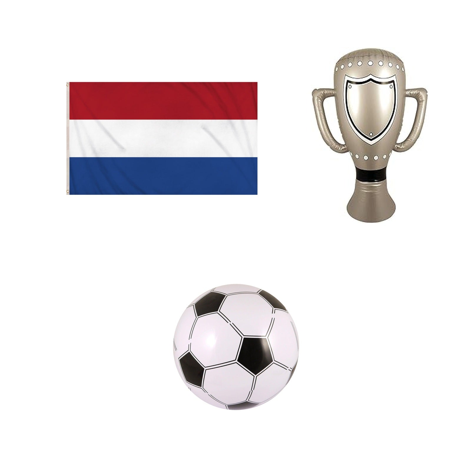 Netherlands football fan set with flag inflatable trophy and football