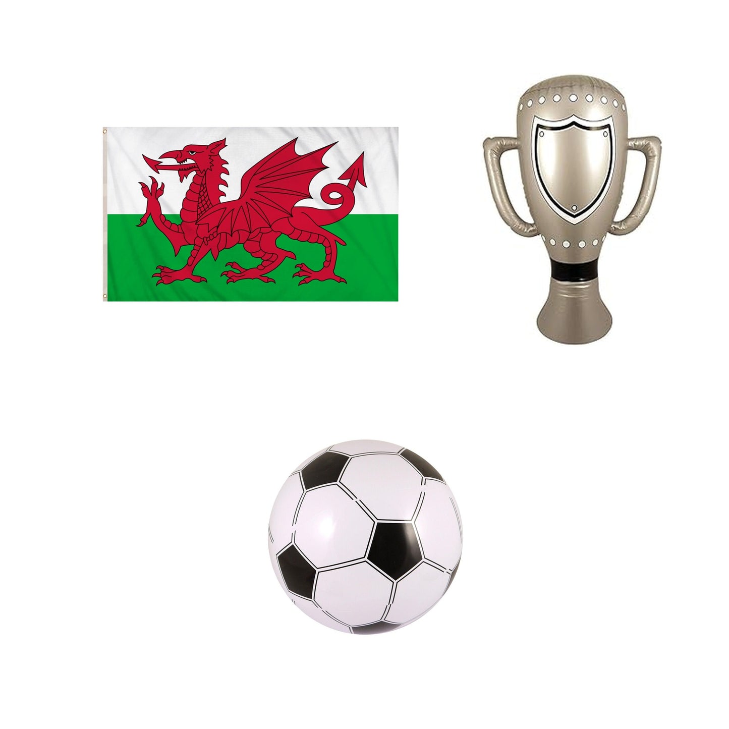 Wales football fan set with flag inflatable trophy and football