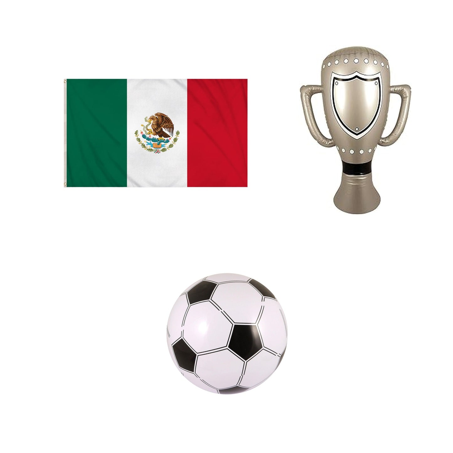 Mexico football fan set with flag inflatable trophy and football