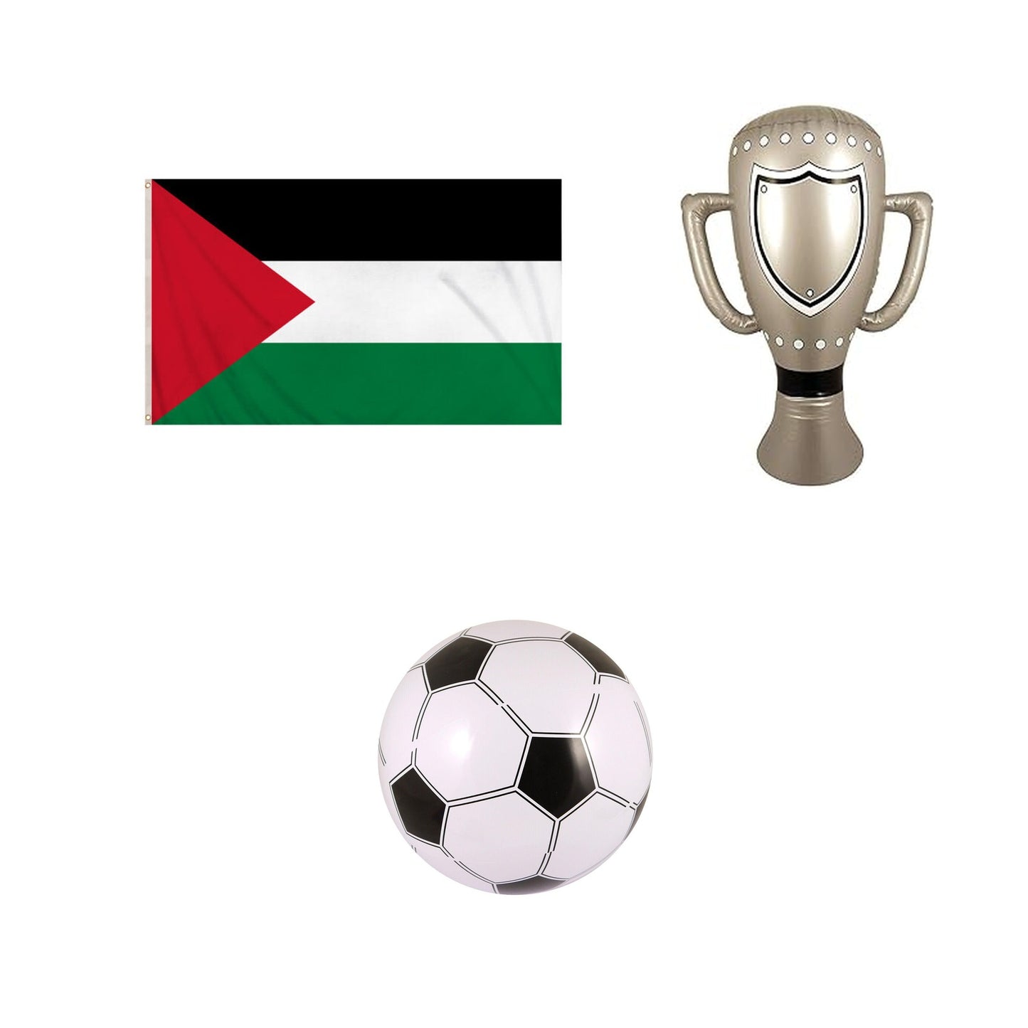 Palestine football fan set with flag inflatable trophy and football