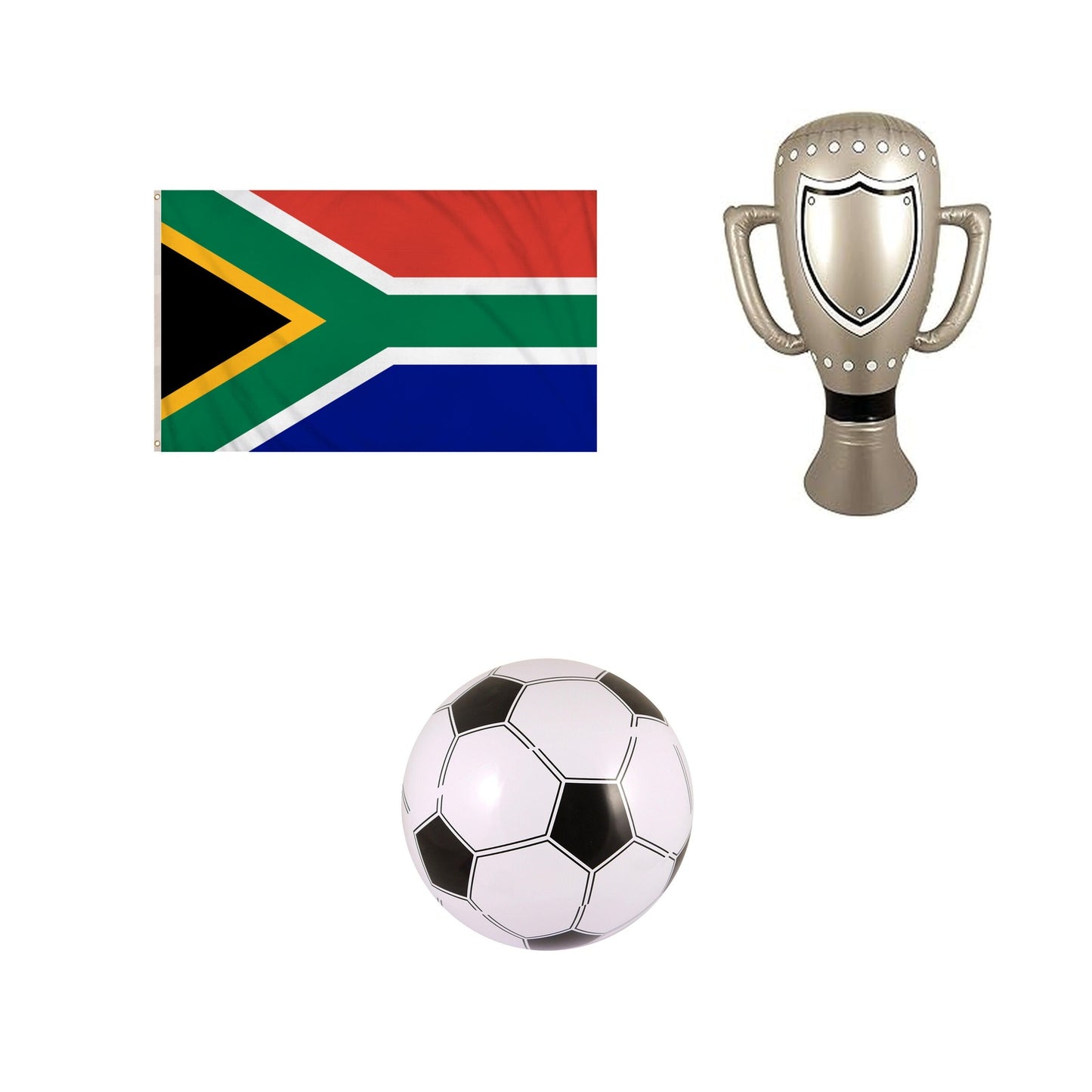South Africa football fan set with flag inflatable trophy and football
