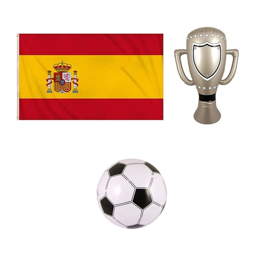 Spain football fan set with flag inflatable trophy and football
