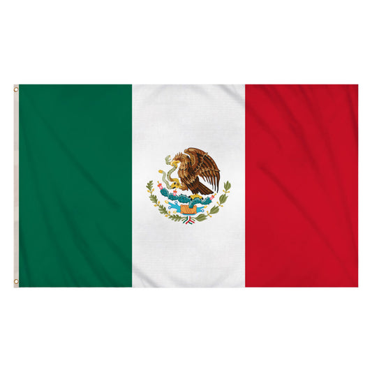 Mexico Flag 5ft x 3ft – Mexican Polyester National Flag with Metal Eyelets & Reinforced Seams - Labreeze Ltd