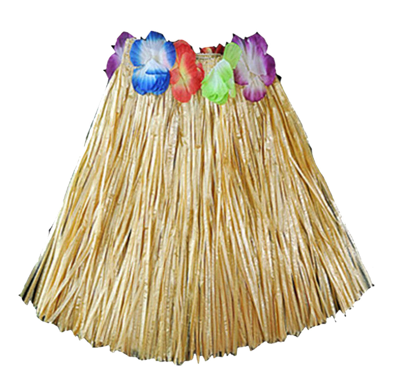 Hula Grass Skirt 40 Cm with Flower Bra Ladies Girls Hawaiian Summer Beach Party Fancy Dress Costume Set