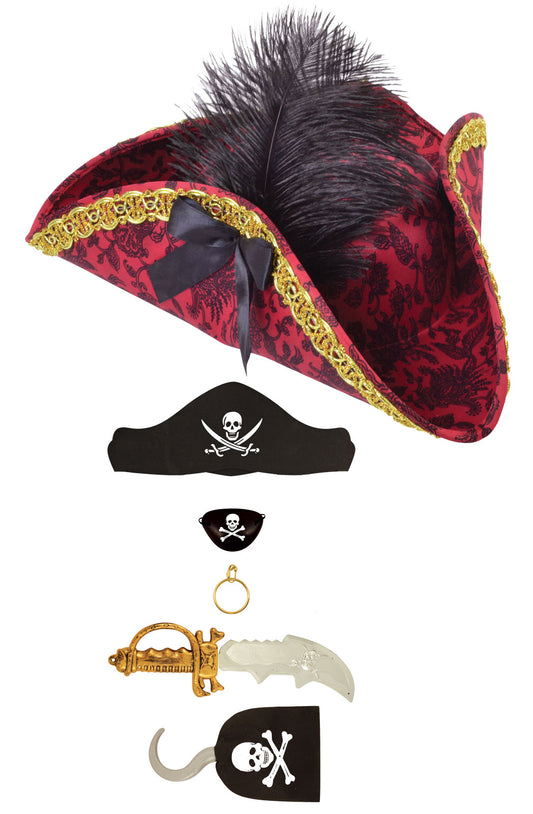 Satin Purple Top Hat, Snake Head Sceptre, White Gloves (3 Piece) - Statement Party Attire