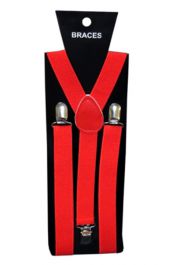 Red Plain Braces – Adult Adjustable Suspenders for Fancy Dress & Everyday Wear