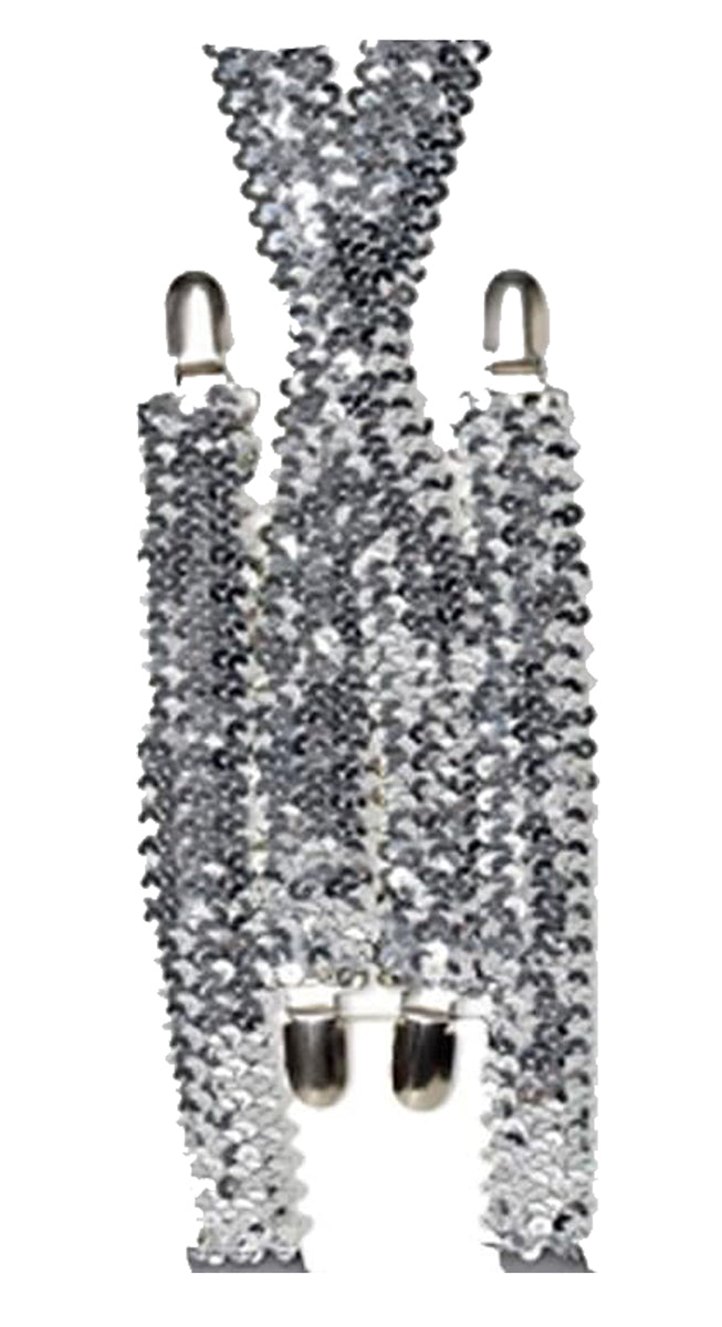 Adjustable Shiny Sparkle Sequin Braces Unisex Showbiz Trouser Elastic Y-Back Clip on Suspenders