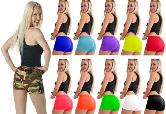 Women's Sexy Neon Colour Lycra Stretchy Ladies Hot Pants Dance Party Fancy Dress Shorts - Labreeze Ltd