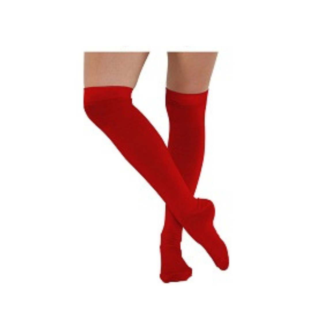 Red Feather Wings, Long Gloves, TUTU Skirt & OTK Socks Set - Vibrant Red Costume Accessories