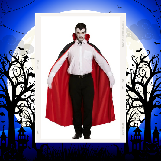 Transform into the Night: Adult Reversible Red Halloween Dracula Vampire Cloak - Unisex Scary Fancy Dress Cape