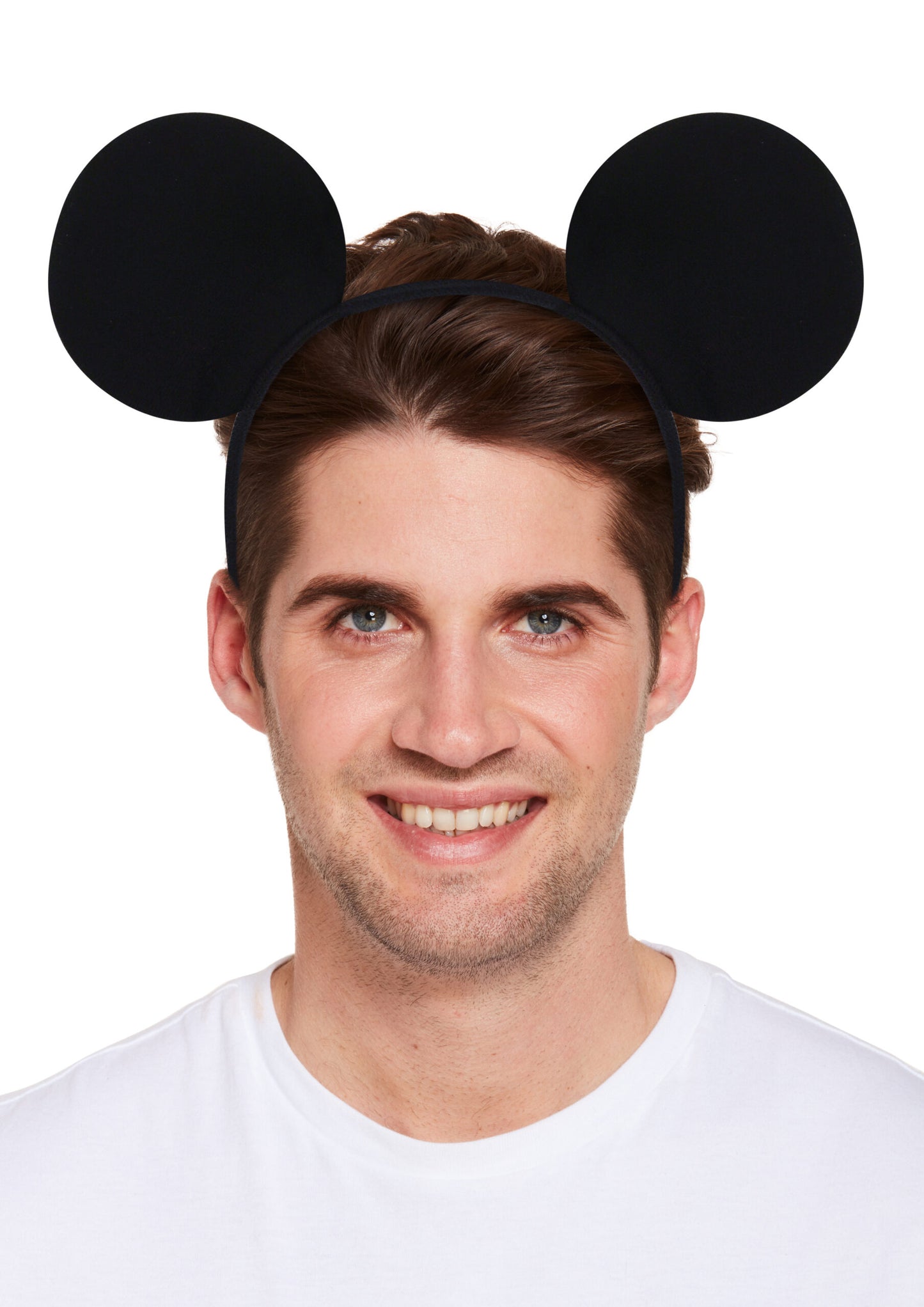 Black mouse ears headband worn by model