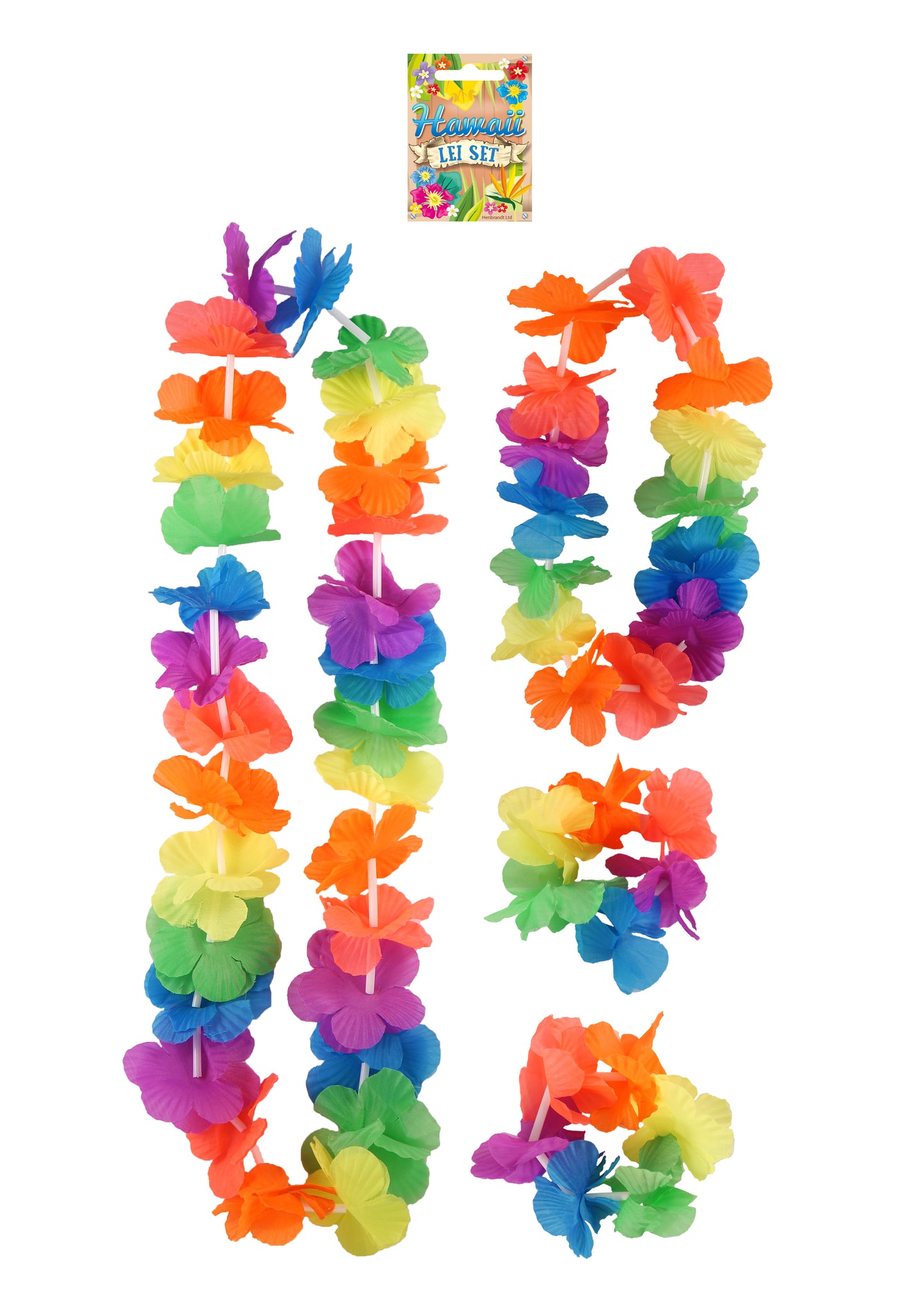 Hula lei 4 piece set multicoloured neon
