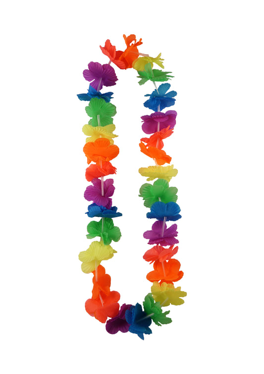 Multicoloured neon hula lei 100cm