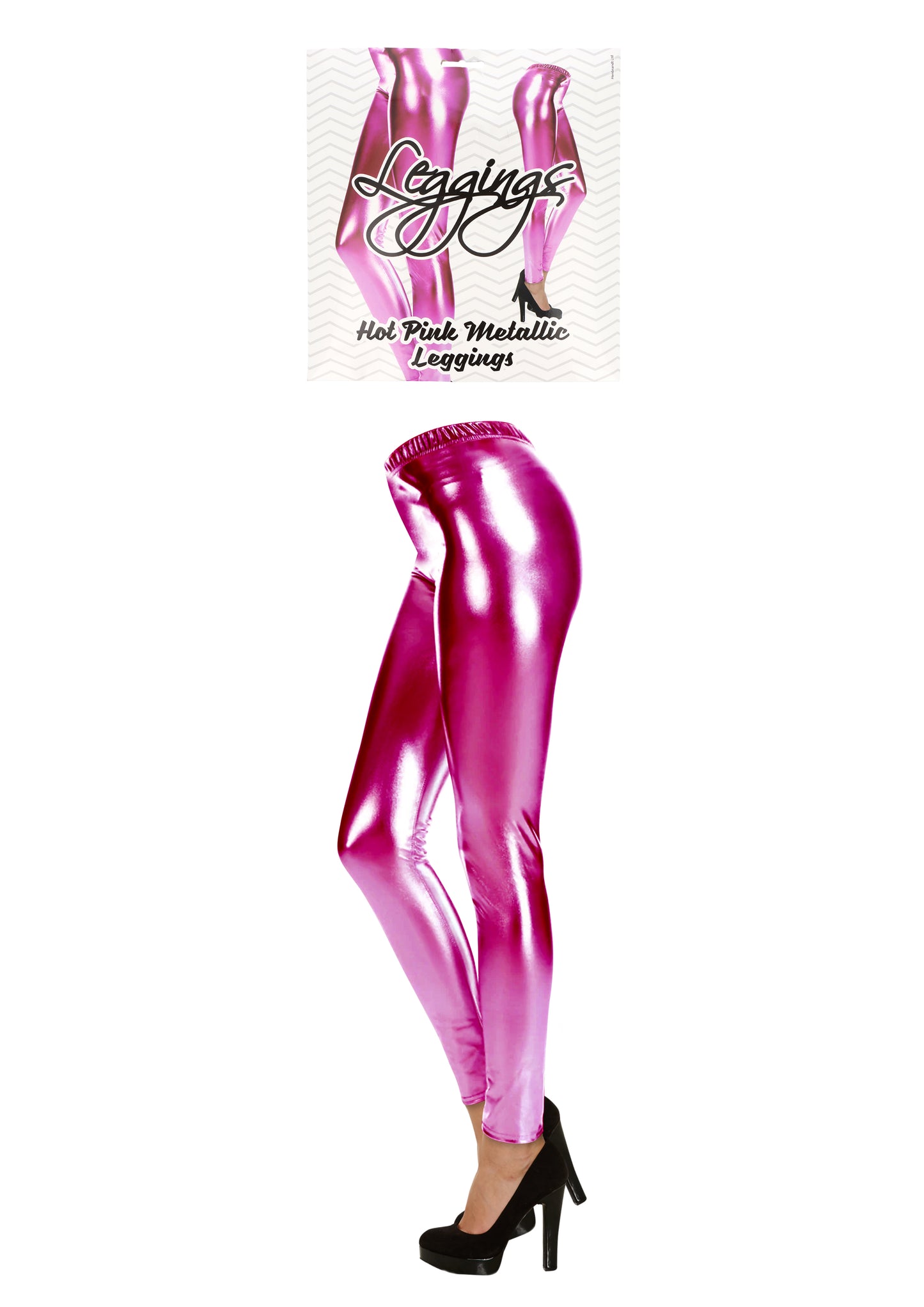Hot pink metallic leggings for adults