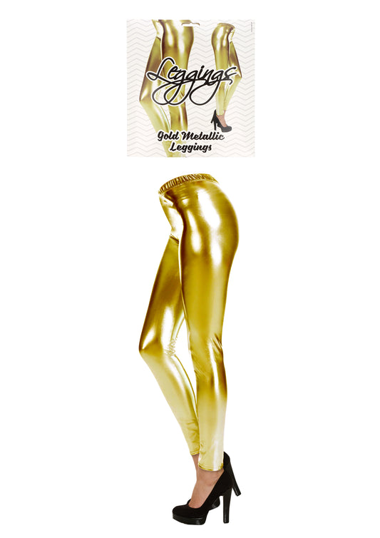 Gold metallic leggings for adults