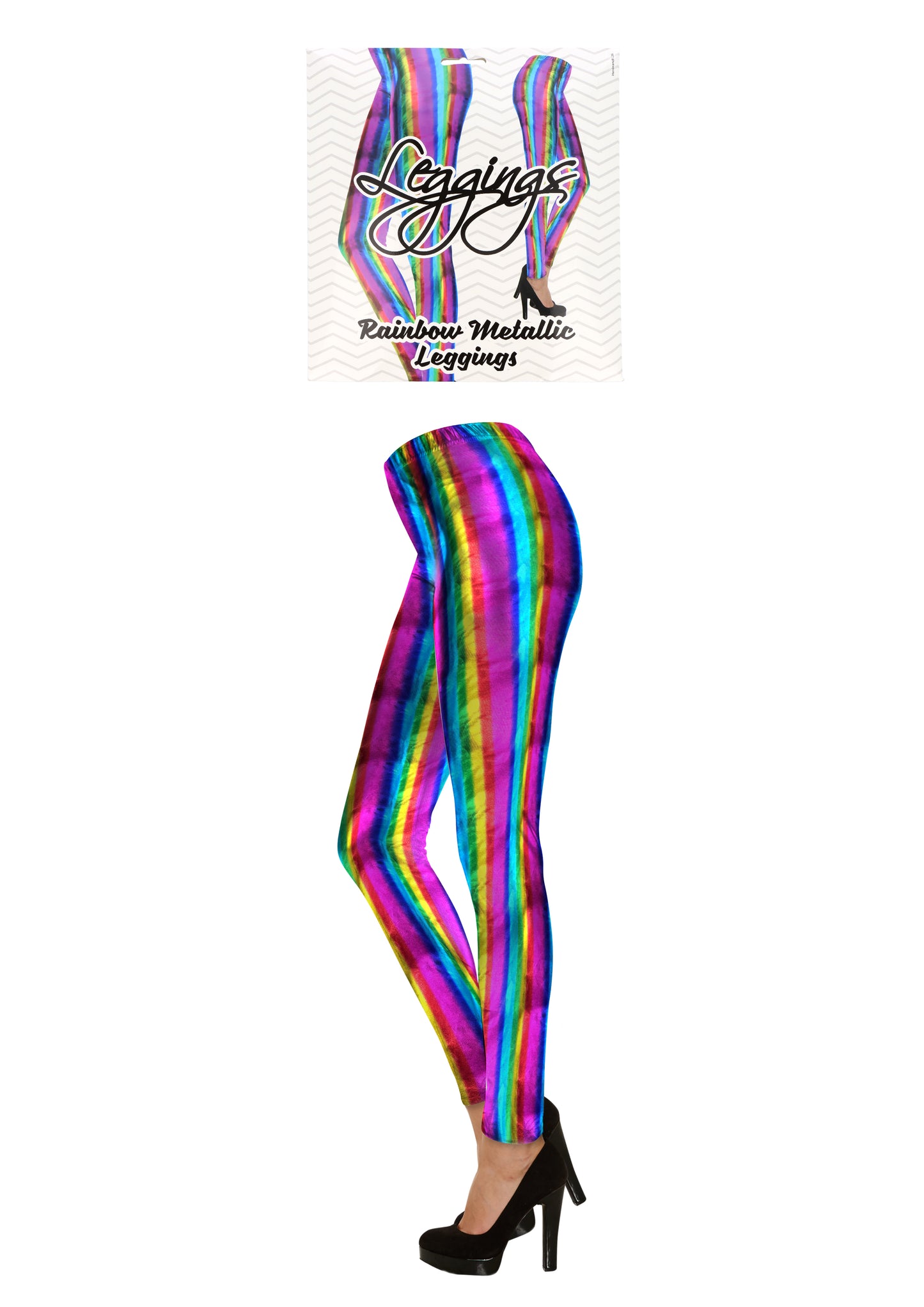 Rainbow metallic leggings for adults