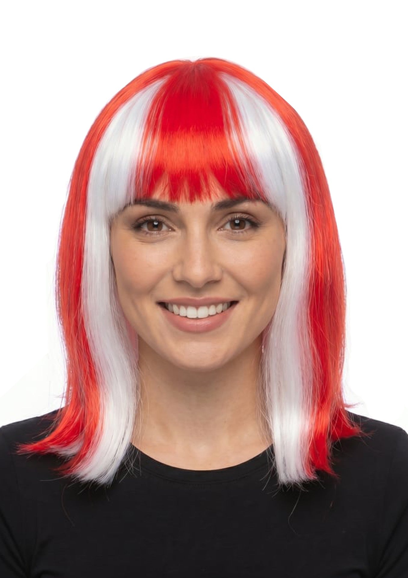 St George red and white wig 140g