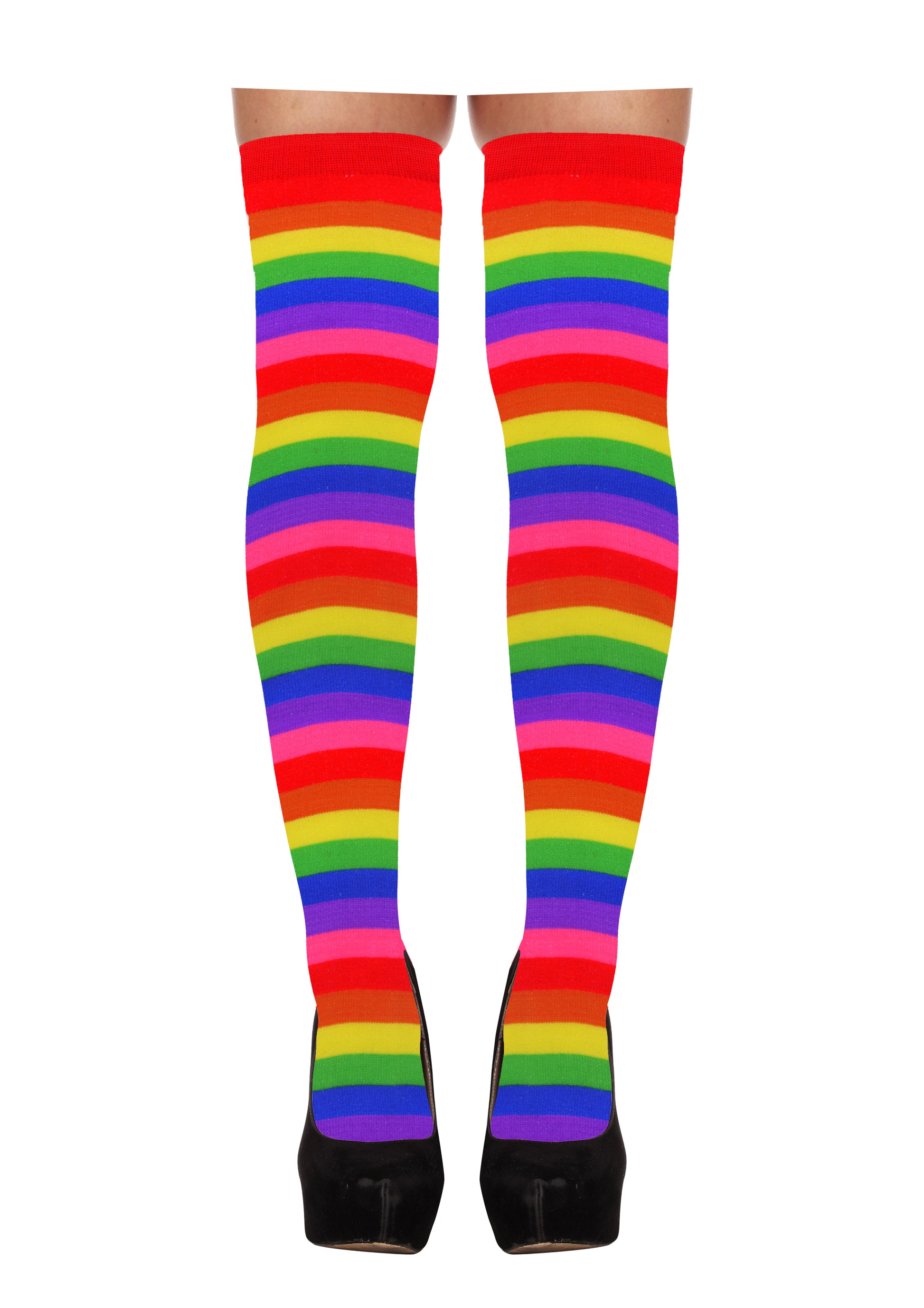 Rainbow Pride hold-up over-knee stockings