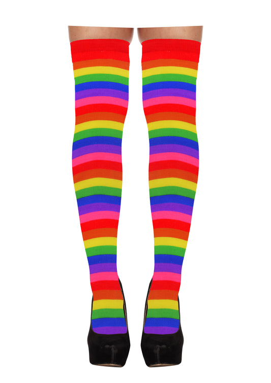 Rainbow Pride hold-up over-knee stockings