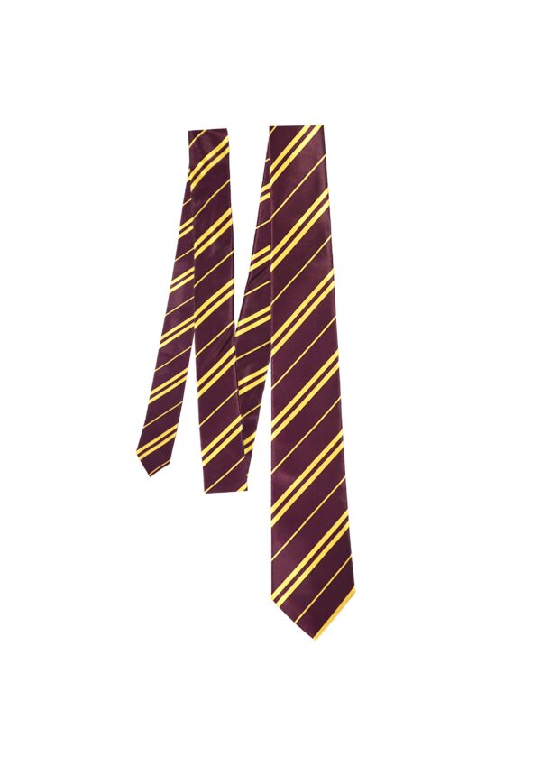 labreeze Wizard School Tie for Adults – Burgundy & Gold Striped Fancy Dress Costume Accessory