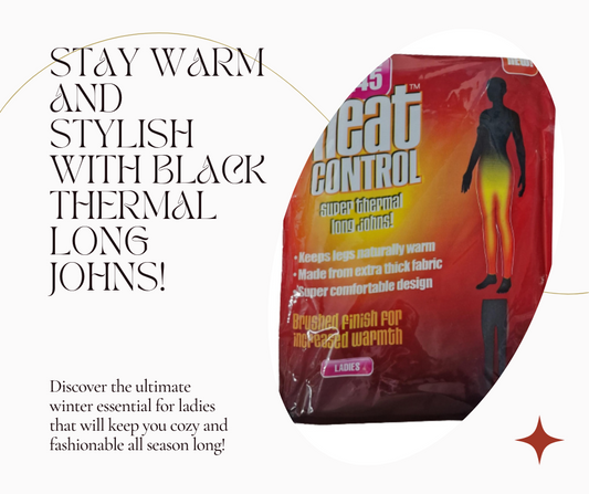 Ladies Black Heat Control Thermal Long Johns - Stay Warm and Stylish