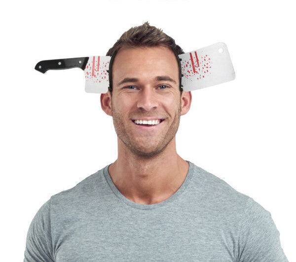 Bloody Cleaver Headband – Scary Halloween Costume Prop