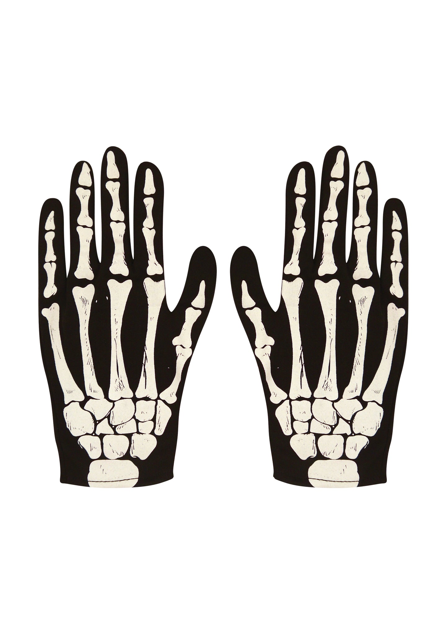 Day of the Dead Costume Set: Adults White Skeleton Mask, Bone Print Gloves, and Black Braces
