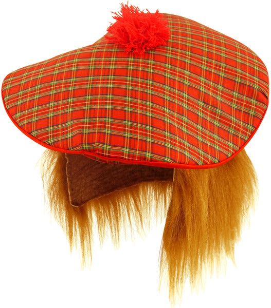 Scottish Hat with Ginger Hair (Adult) - Fun Fancy Dress Accessory