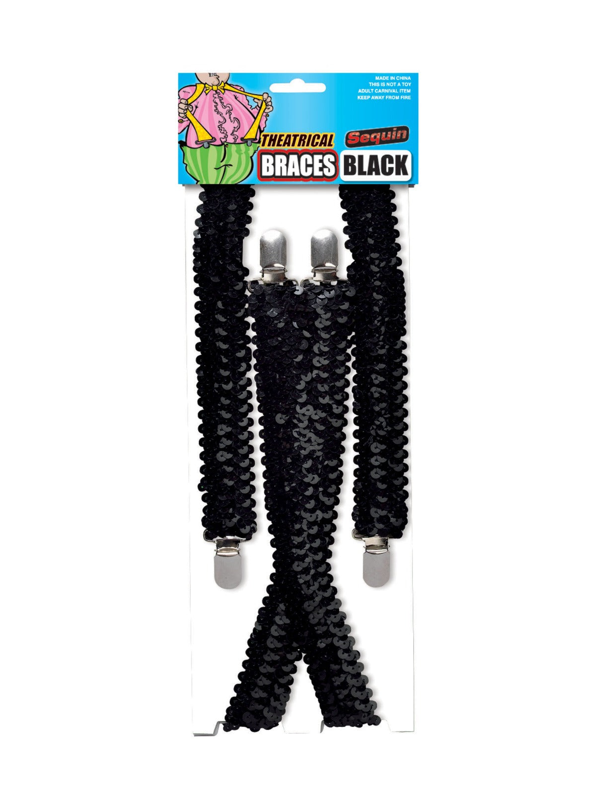 Mens Womens Unisex Suspenders Sequin Braces in Shimmering Black - Labreeze Ltd