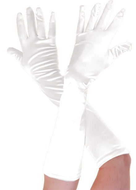 Ladies Girls  white Long Satin Gloves Bridal/ Prom Evening Women’s Plain Gloves
