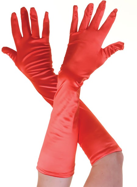 Ladies Girls Red Long Satin Gloves Bridal/ Prom Evening Women’s Plain Gloves