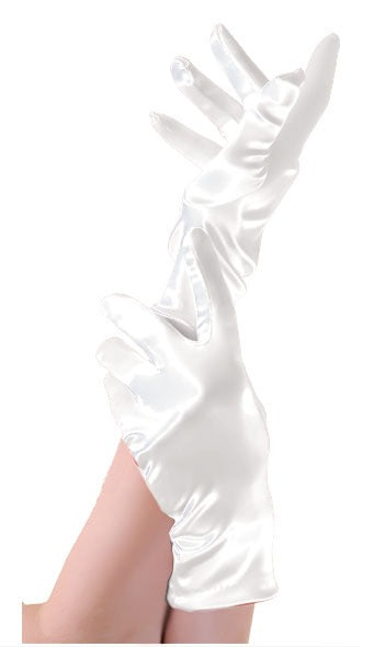 White Satin Plain Short Gloves - Ladies' Hen Night Fancy Party Accessories