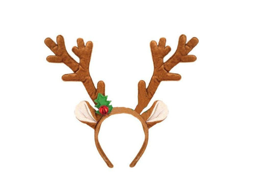Reindeer Antlers With Bell Headband - Festive Holiday Accessory