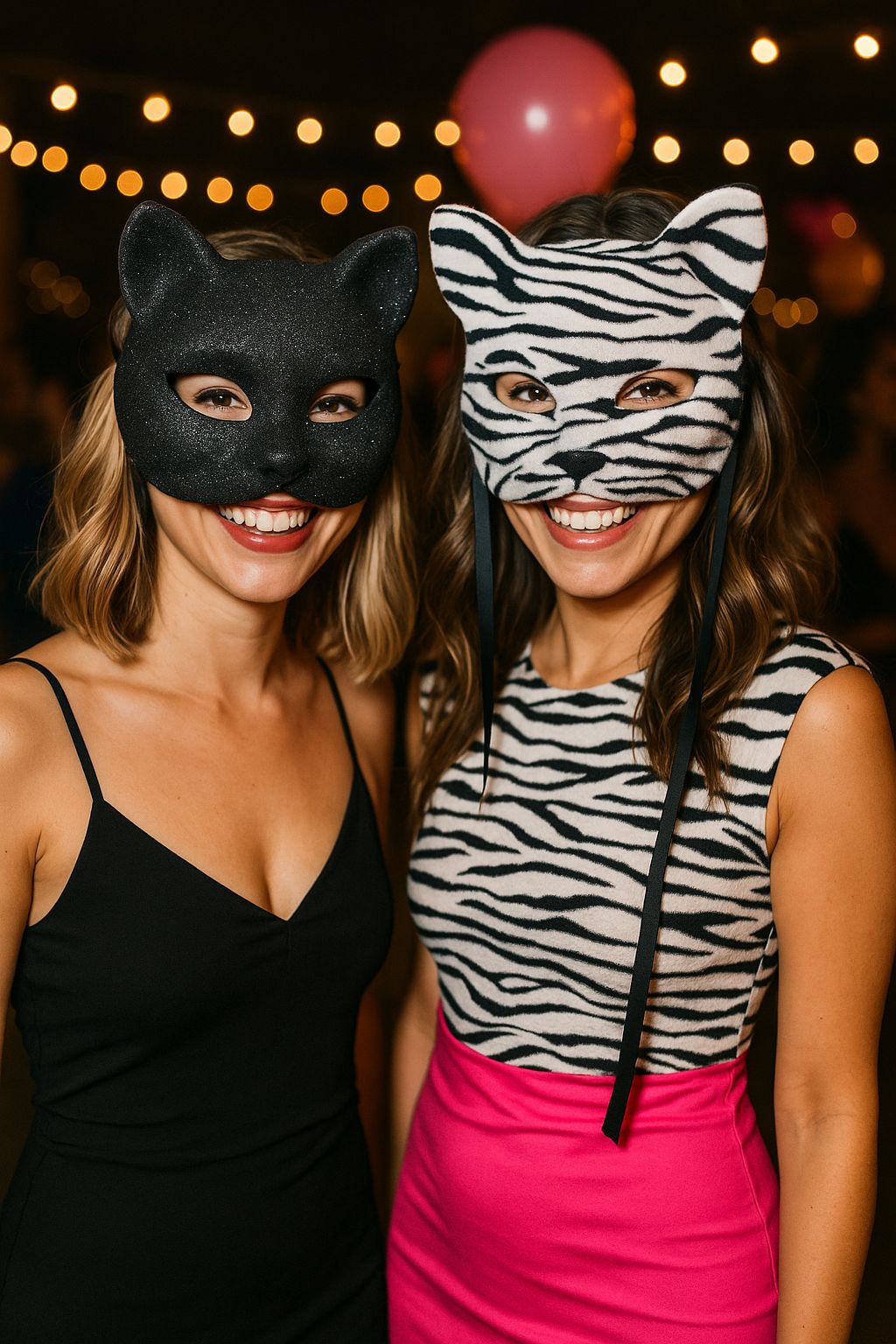 labreeze Set of 6 Black and White Cat Face Masks – Soft Animal Costume Masks for Adults & Kids – Ideal for Group Fancy Dress, Halloween, Book Day, School Plays & Themed Events