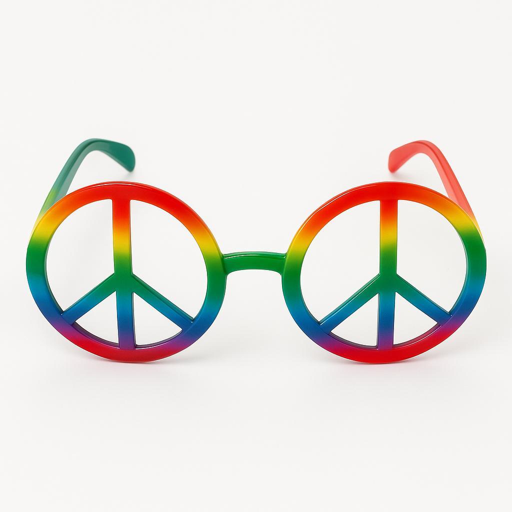 Pack of 4 Rainbow Peace Glasses – Retro Hippie Sunglasses with Colorful Peace Sign Frames for Festivals, Pride, Themed Parties & Costumes