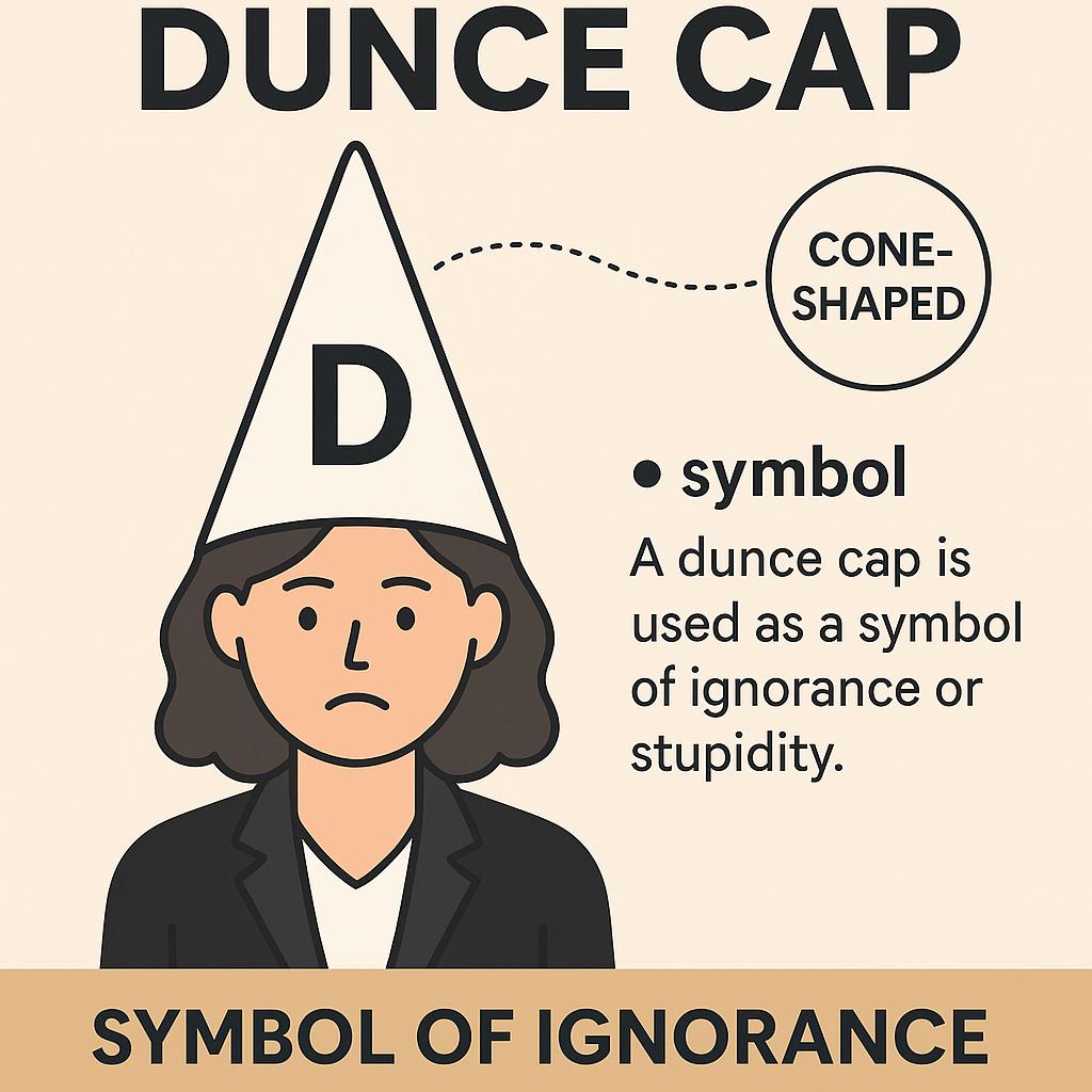 labreeze Womens Dunce Hat – Tall Cone Hat with DUNCE Print – Funny Fancy Dress Accessory for World Book Day, Comedy Skits, Teacher Costume and Retro School Outfit