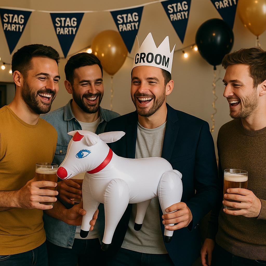 Inflatable Sheep 54cm – Blow-Up Animal Toy for Fancy Dress, Hen Parties, Farm-Themed Events, Novelty Gag Gift and Costume Props