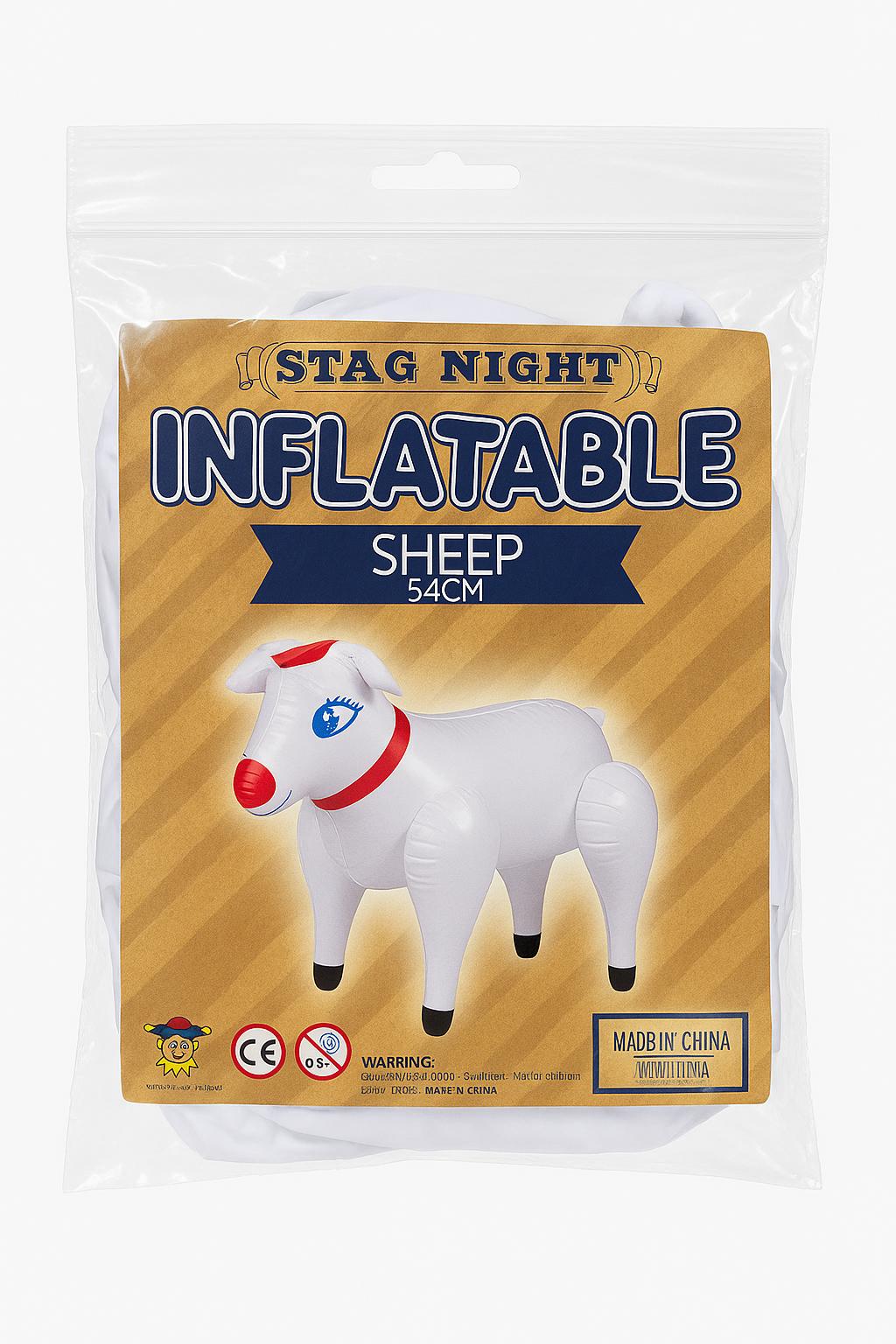 Inflatable Sheep 54cm – Blow-Up Animal Toy for Fancy Dress, Hen Parties, Farm-Themed Events, Novelty Gag Gift and Costume Props