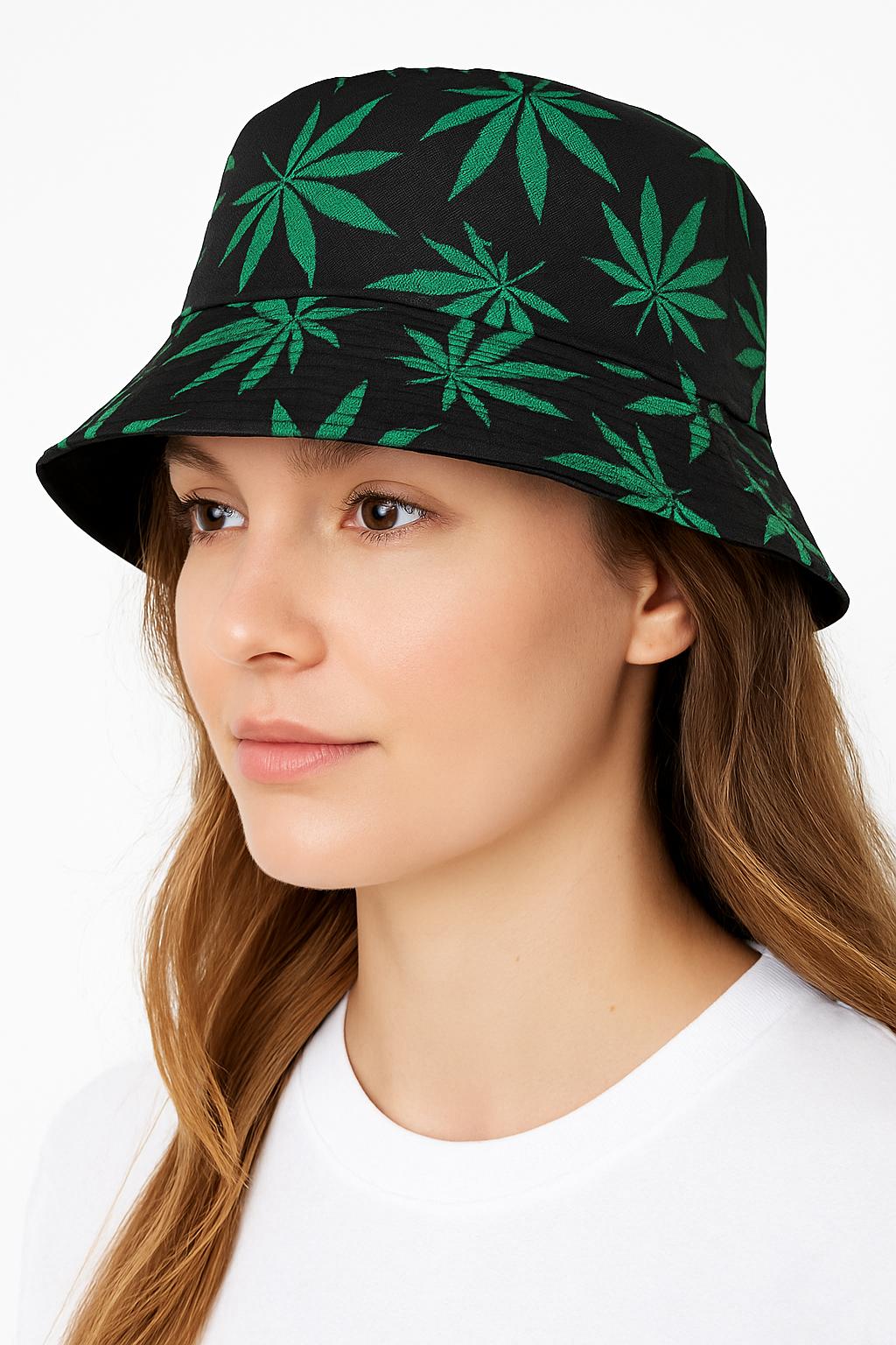 Women’s Rasta Leaf Bucket Hat – Black Reggae Festival Cap with Bob Marley Style – Unisex Rave & Holiday Hat for Music Events, Beach Parties & Summer Outfits