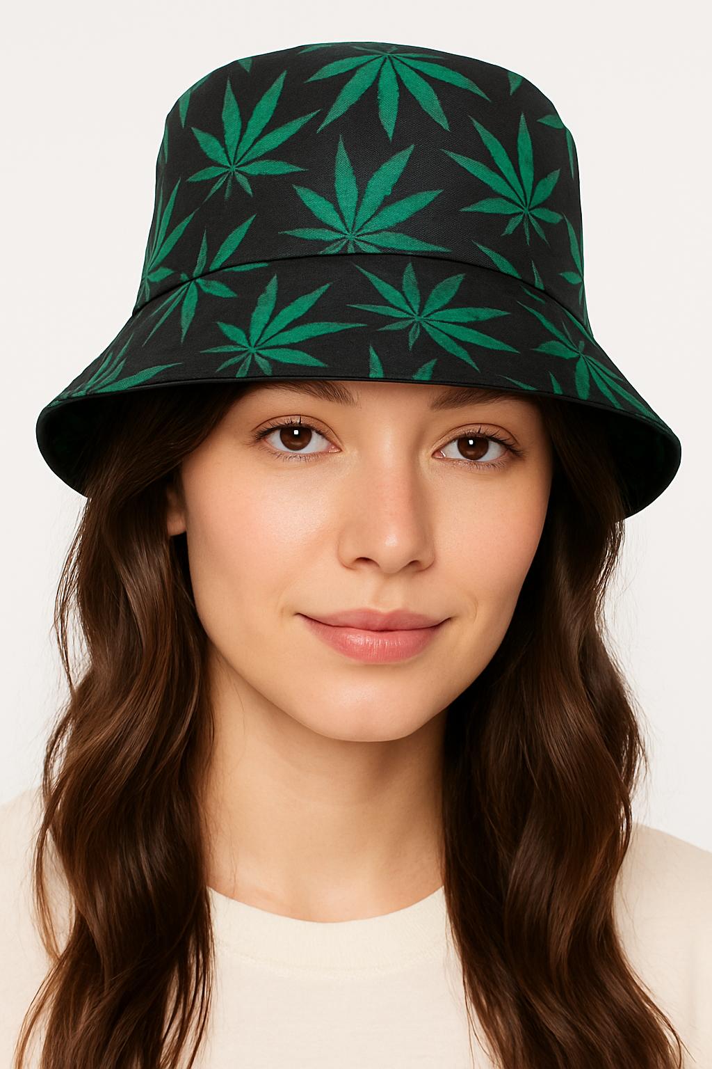 Women’s Rasta Leaf Bucket Hat – Black Reggae Festival Cap with Bob Marley Style – Unisex Rave & Holiday Hat for Music Events, Beach Parties & Summer Outfits