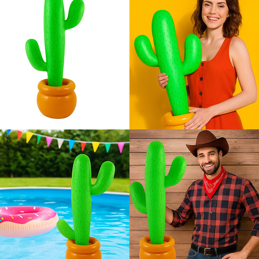 labreeze Inflatable Cactus 86cm – Blow Up Green Cactus Decoration for Parties, Wild West Theme, Summer Events, Pool Toys & Fancy Dress Props